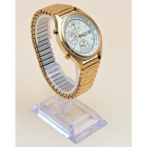 VTG Seiko 7T32-7C60 Watch Gold Panda Mens Alarm Chronograph New Battery - Tested